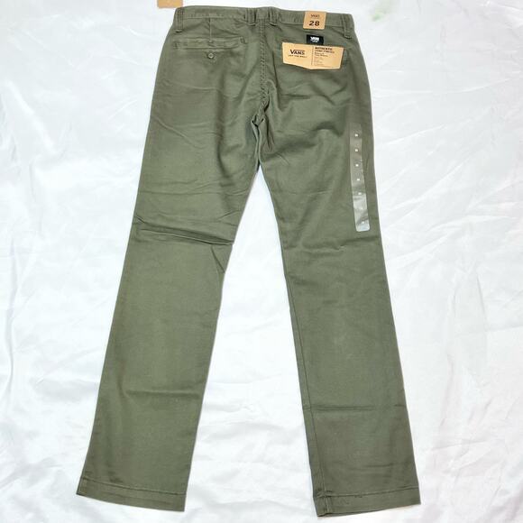 Vans Off the Wall Chino Stretch Pants Mens 28W 30L Olive Green Relaxed Fit New - Picture 2 of 3